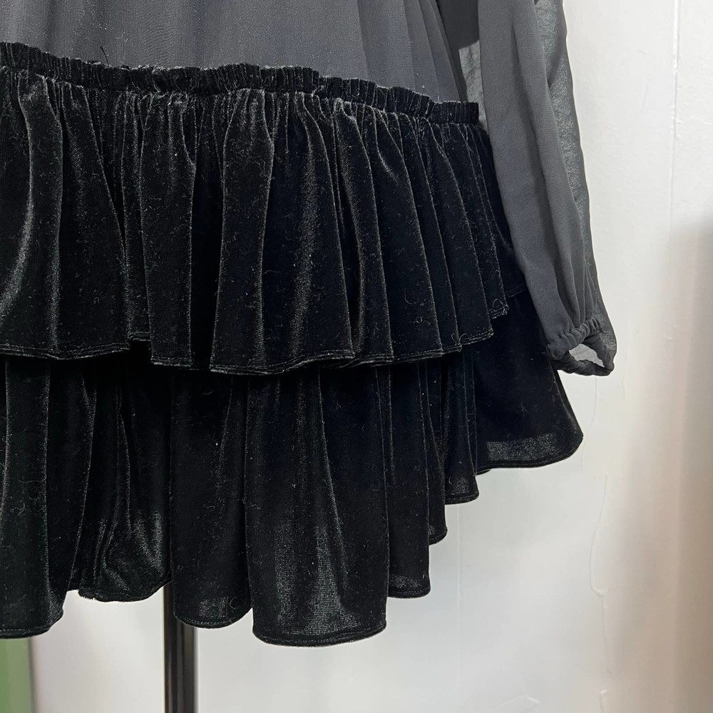 MISA Black Velvet Top & Skirt Set Size‎ XS High Neck Cocktail Witch Party Dress - Picture 7 of 12